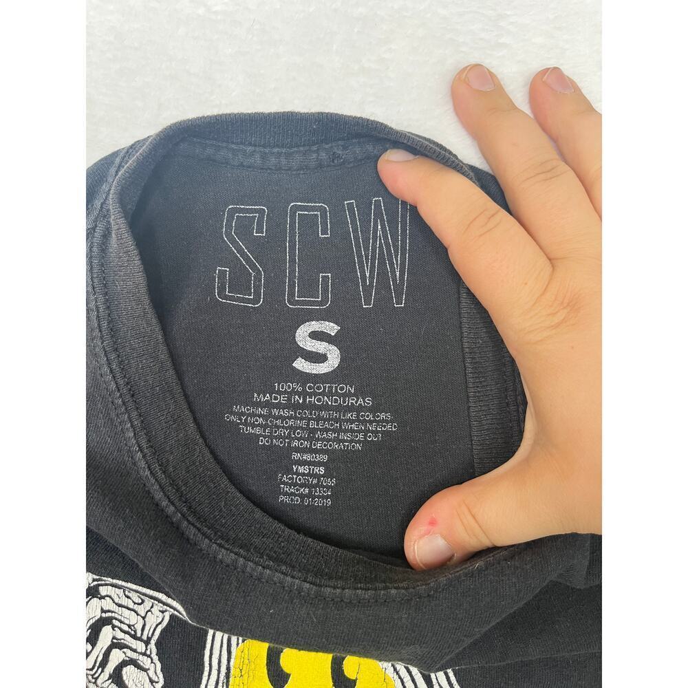 SCW Grim Reaper Smiley Face Baby Tee Black Graphic Tee Japan Streetwear size S - Picture 3 of 6